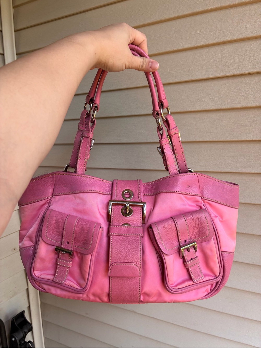 Prada Pink Mini Tote with Front Buckle Pockets ( authentic )